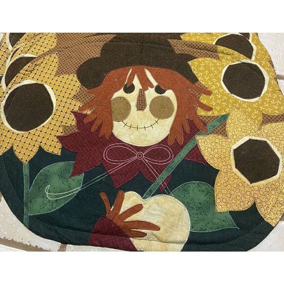 Fall Sunflower  And Scarecrow Placemats Set of 6 Cotton 13” By 19” - Picture 1 of 5